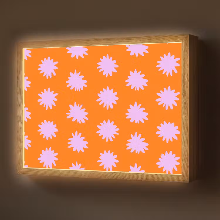 Lightbox - Wandlamp - Retro - Bloemen - Oranje — 1