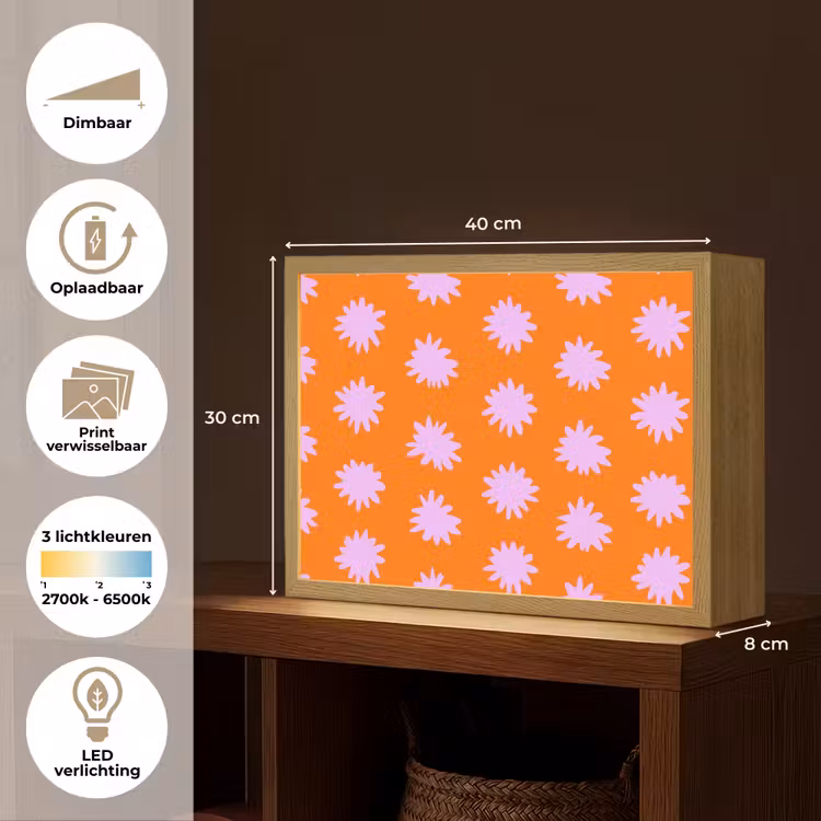 Lightbox - Wandlamp - Retro - Bloemen - Oranje — 10