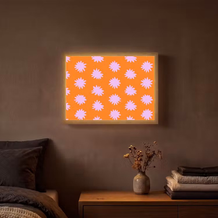 Lightbox - Wandlamp - Retro - Bloemen - Oranje — 3