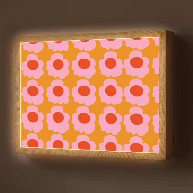 Lightbox - Wandlamp - Retro - Bloemen - Roze — 1