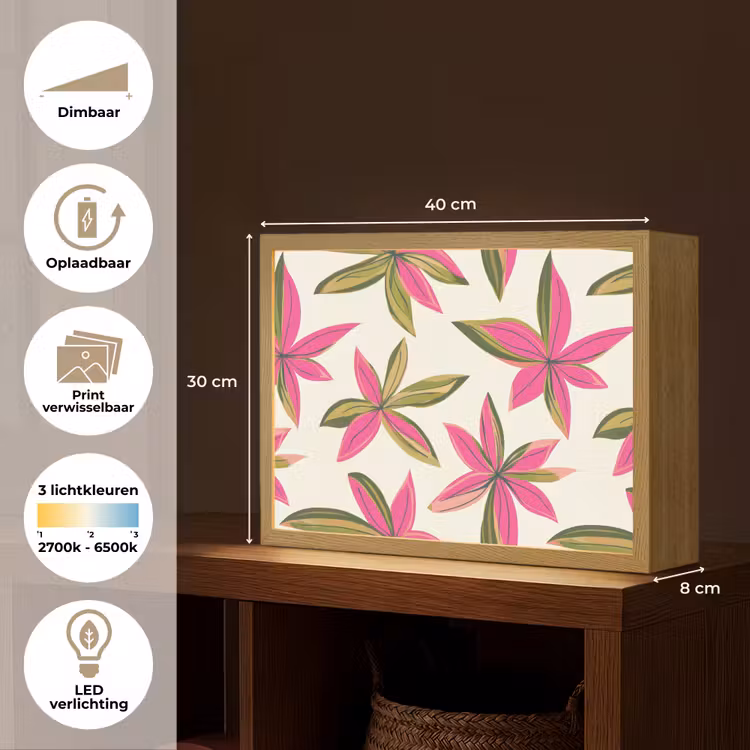 Lightbox - Wandlamp - Tropisch - Bloem - Roze — 10