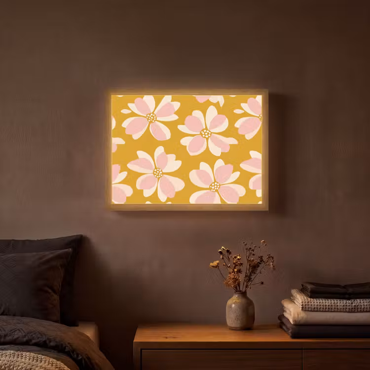 Lightbox - Wandlamp - Vintage - Bloemen - Okergeel — 3