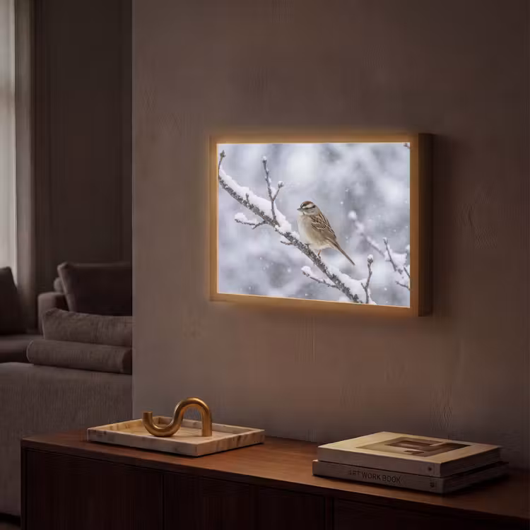 Lightbox - Wandlamp - Vogel - Tak - Sneeuw - Winter — 2