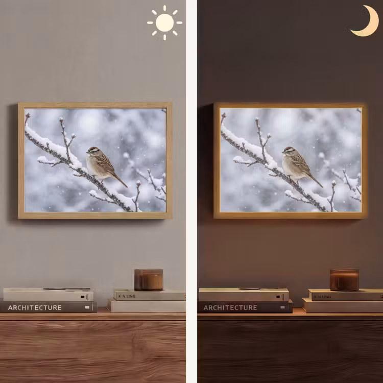 Lightbox - Wandlamp - Vogel - Tak - Sneeuw - Winter — 6