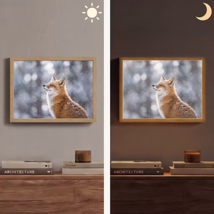 Lightbox - Wandlamp - Vos - Sneeuwval - Portret - Winter - Sfeervol — 6
