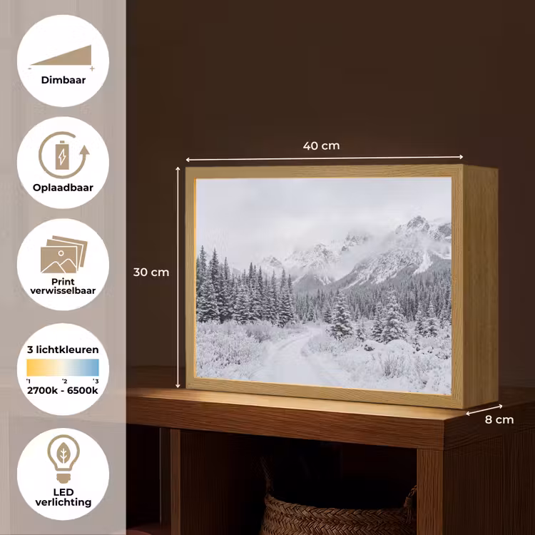 Lightbox - Wandlamp - Weg - Bergen - Sneeuw - Naaldbos - Avontuurlijk — 10