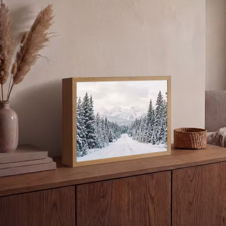 Lightbox - Wandlamp - Weg - Sneeuw - Naaldbos - Winter - Avontuurlijk — 4