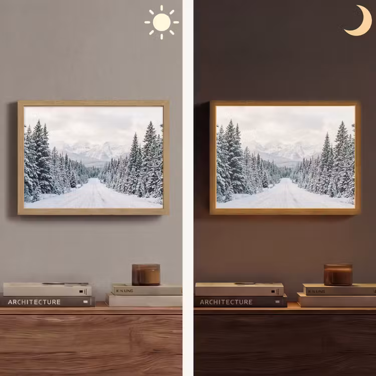 Lightbox - Wandlamp - Weg - Sneeuw - Naaldbos - Winter - Avontuurlijk — 6