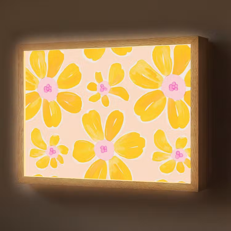 Lightbox - Wandlamp - Zomers - Bloemen - Geel — 1