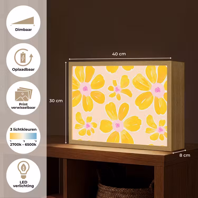 Lightbox - Wandlamp - Zomers - Bloemen - Geel — 10