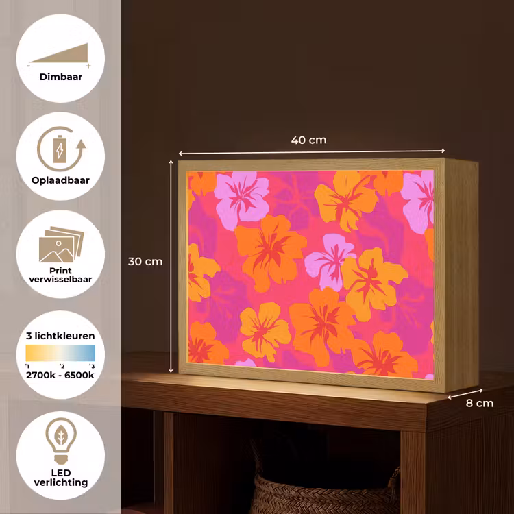 Lightbox - Wandlamp - Zomers - Hibiscus - Kleurrijk — 10