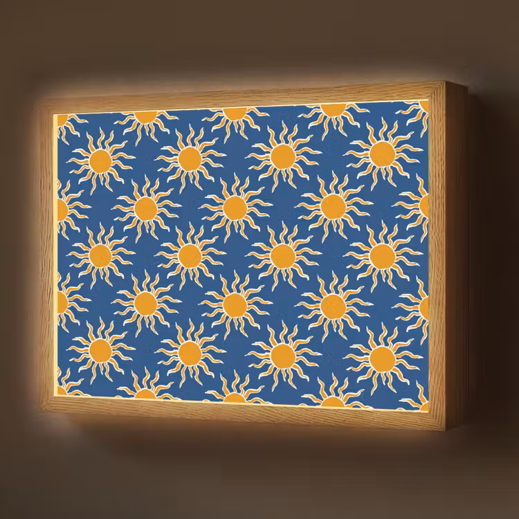 Lightbox - Wandlamp - Zon - Patroon - Blauw — 1