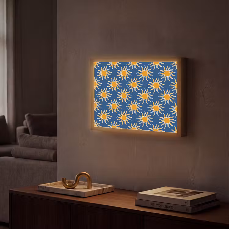 Lightbox - Wandlamp - Zon - Patroon - Blauw — 2