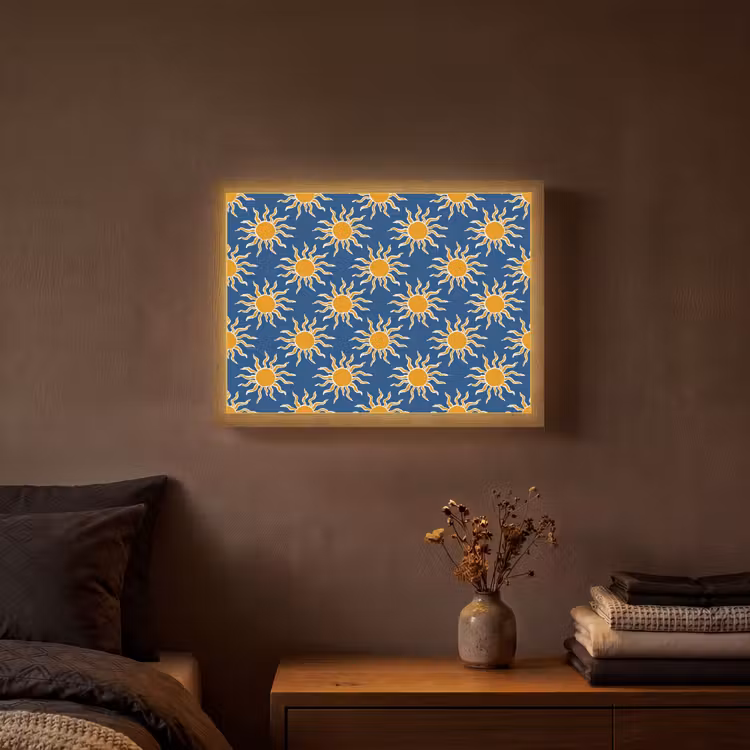 Lightbox - Wandlamp - Zon - Patroon - Blauw — 3