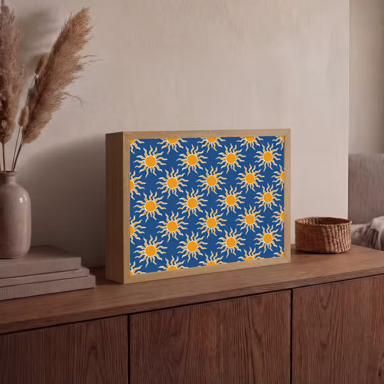 Lightbox - Wandlamp - Zon - Patroon - Blauw — 4