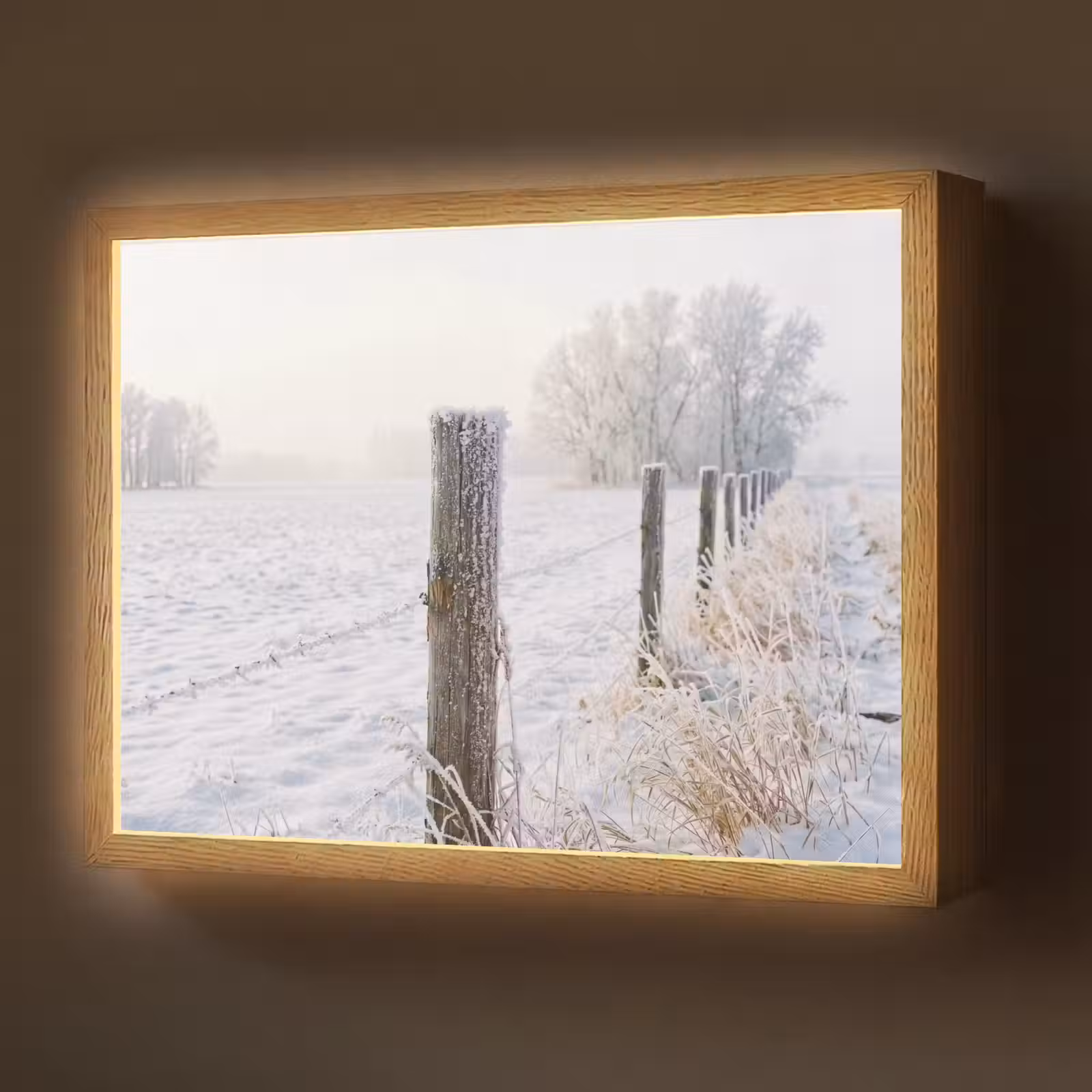 Lightbox - Wandlamp - Hek - Sneeuw - Mist - Platteland - Nostalgisch — 1