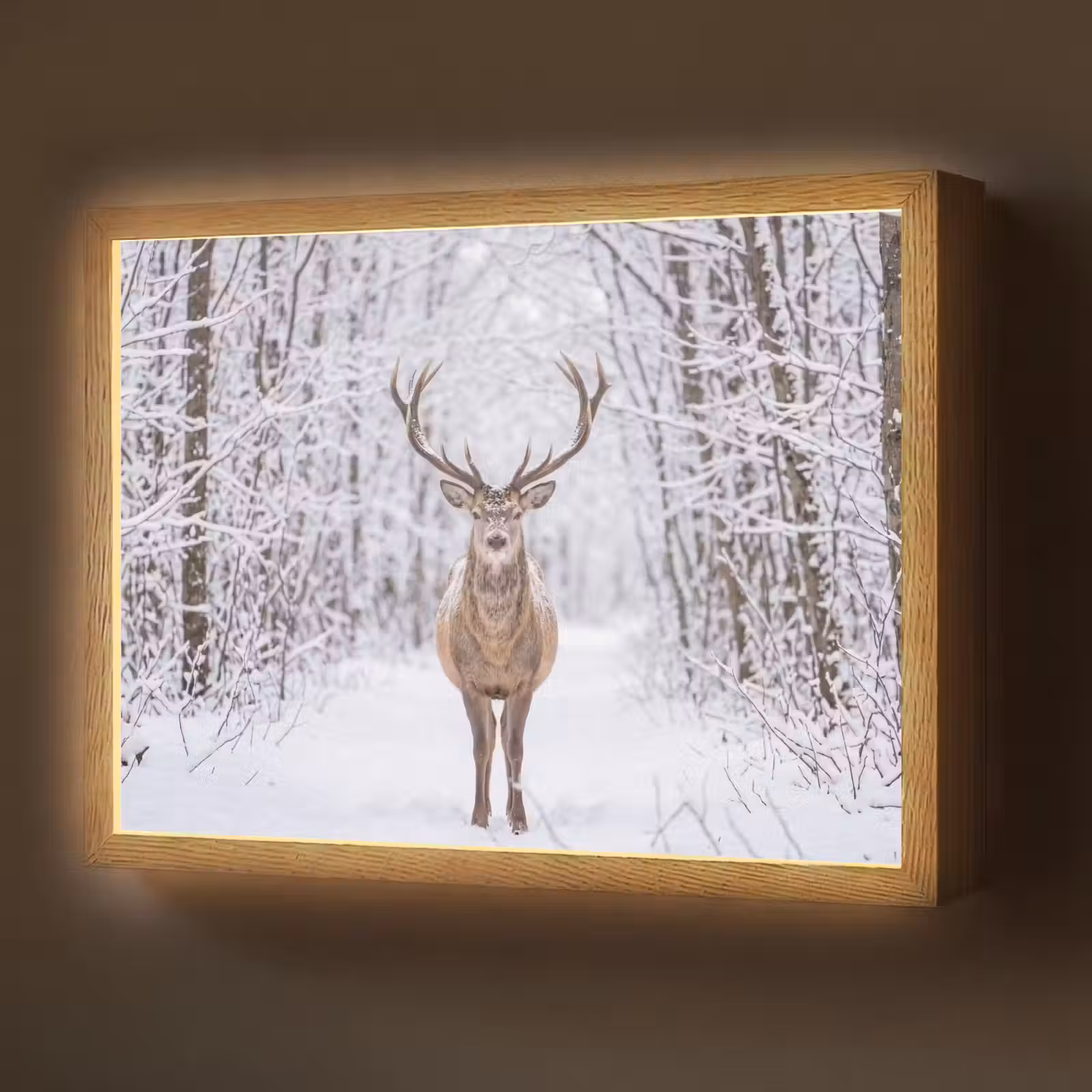 Lightbox - Wandlamp - Hert - Winter - Bos - Natuur - Wit — 1
