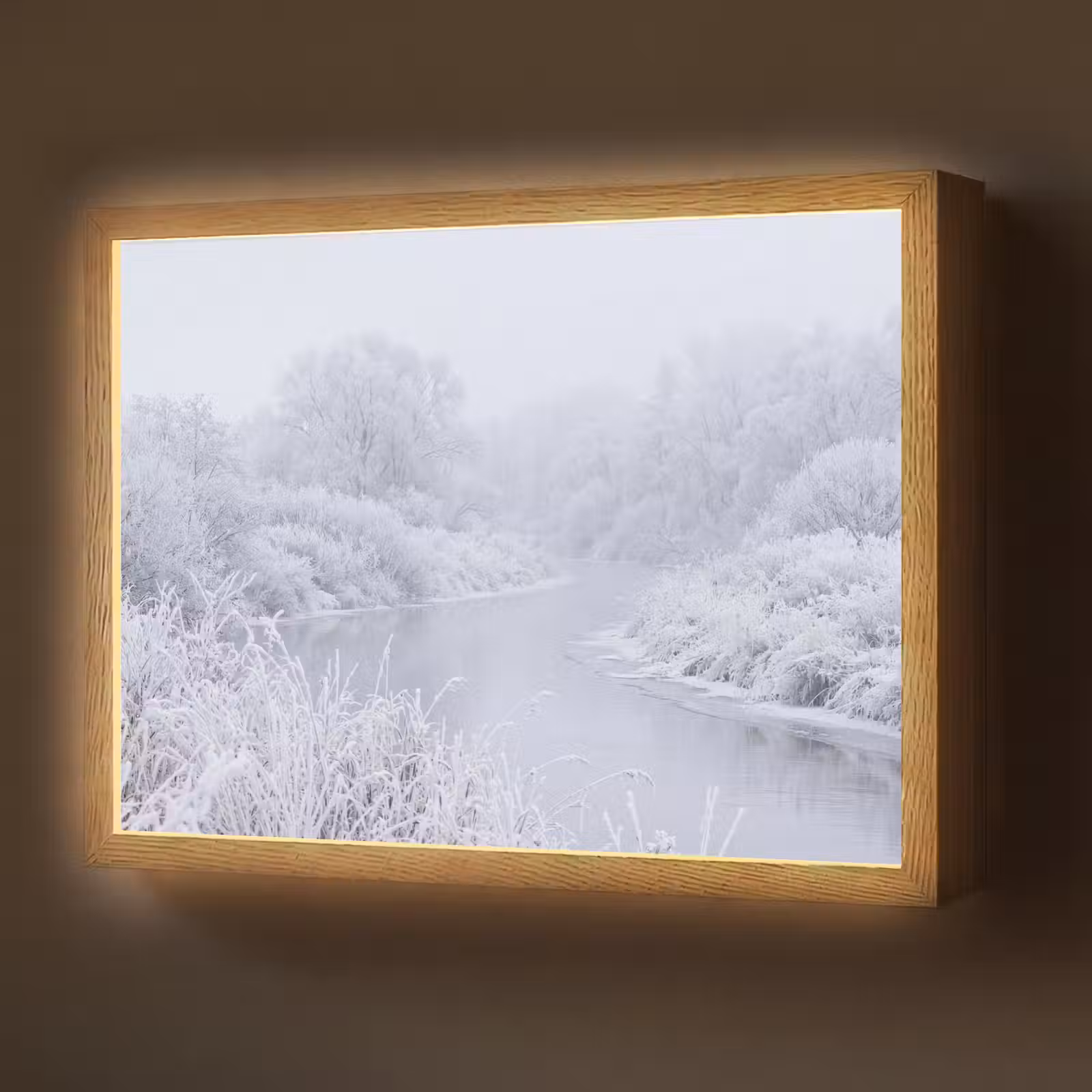 Lightbox - Wandlamp - Rivier - Sneeuw - Bos - Winter - Schilderachtig — 1