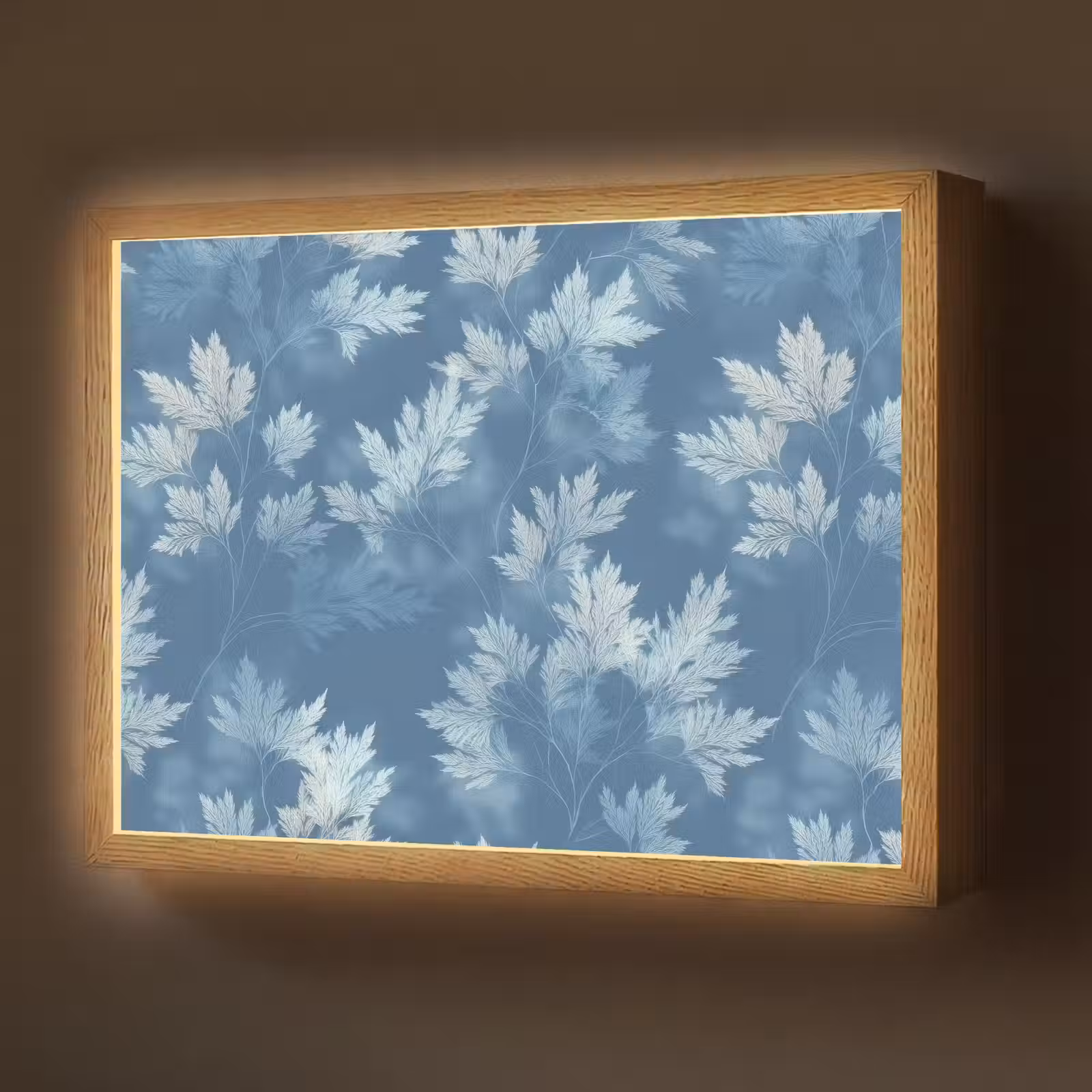 Lightbox - Wandlamp - Varen - Botanisch - Patroon - Grijsblauw — 1