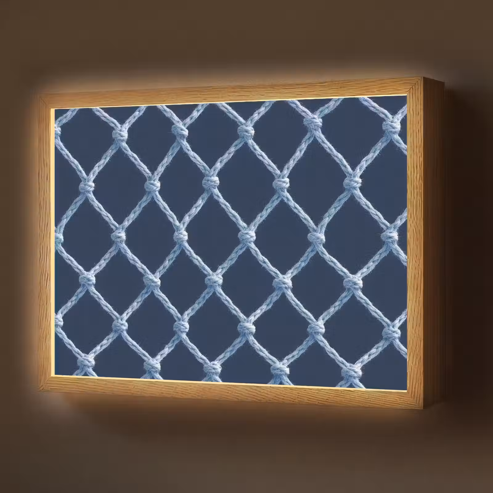 Lightbox - Wandlamp - Visnet - Touw - Patroon - Marineblauw — 1