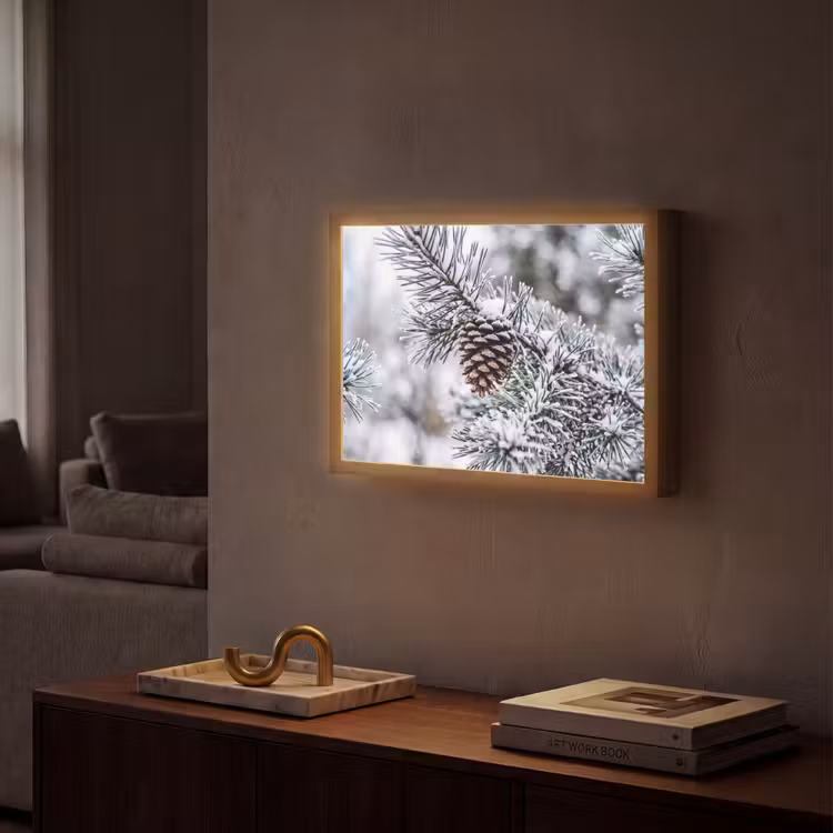 Lightbox - Wandlamp - Dennenappel - Tak - Sneeuw - Winter - Sfeervol — 2