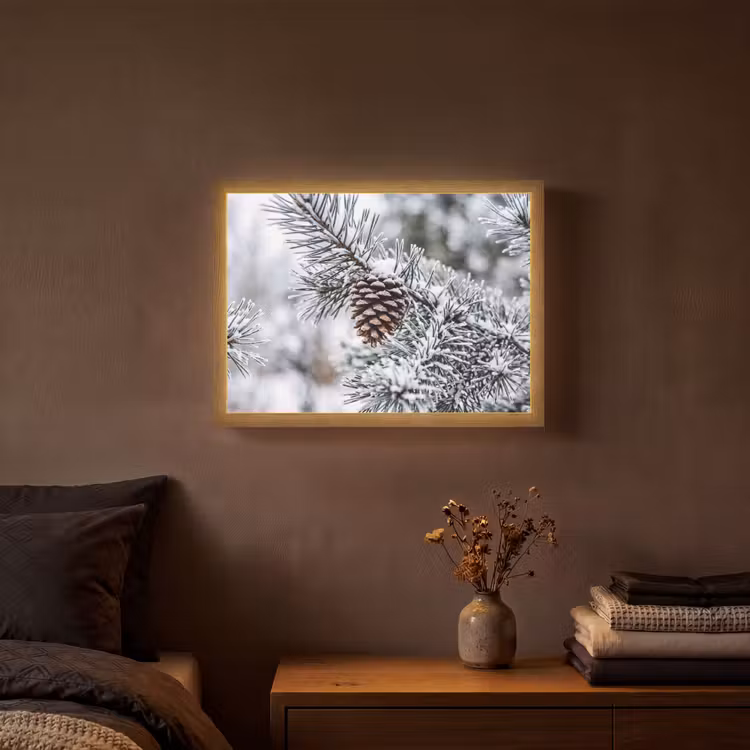 Lightbox - Wandlamp - Dennenappel - Tak - Sneeuw - Winter - Sfeervol — 3