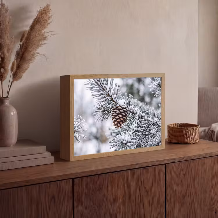 Lightbox - Wandlamp - Dennenappel - Tak - Sneeuw - Winter - Sfeervol — 4
