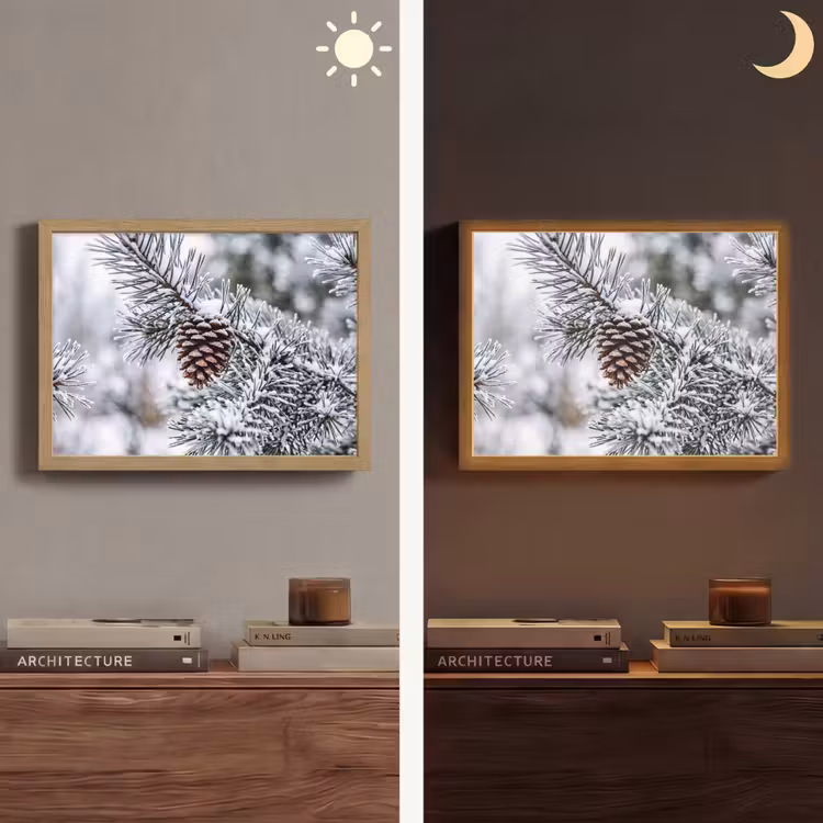 Lightbox - Wandlamp - Dennenappel - Tak - Sneeuw - Winter - Sfeervol — 6
