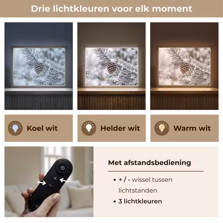 Lightbox - Wandlamp - Dennenappel - Tak - Sneeuw - Winter - Sfeervol — 8