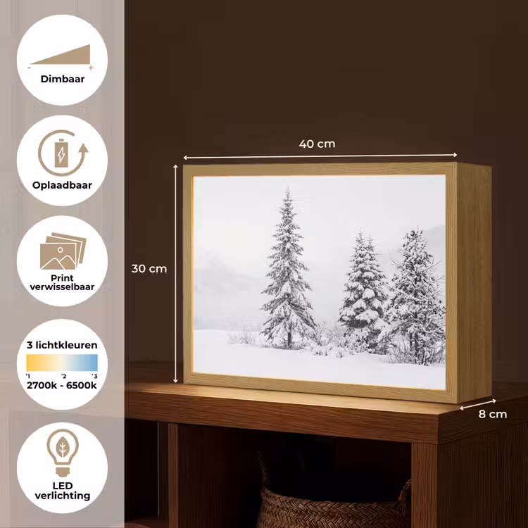 Lightbox - Wandlamp - Fijnsparren - Sneeuw - Winter - Landschap - Stilte — 10