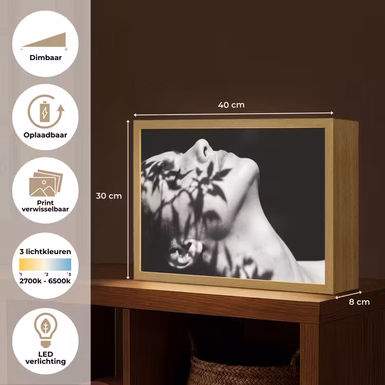 Lightbox - Wandlamp - Gezicht - Schaduw - Bladeren - Zwart - Wit - Intiem — 10