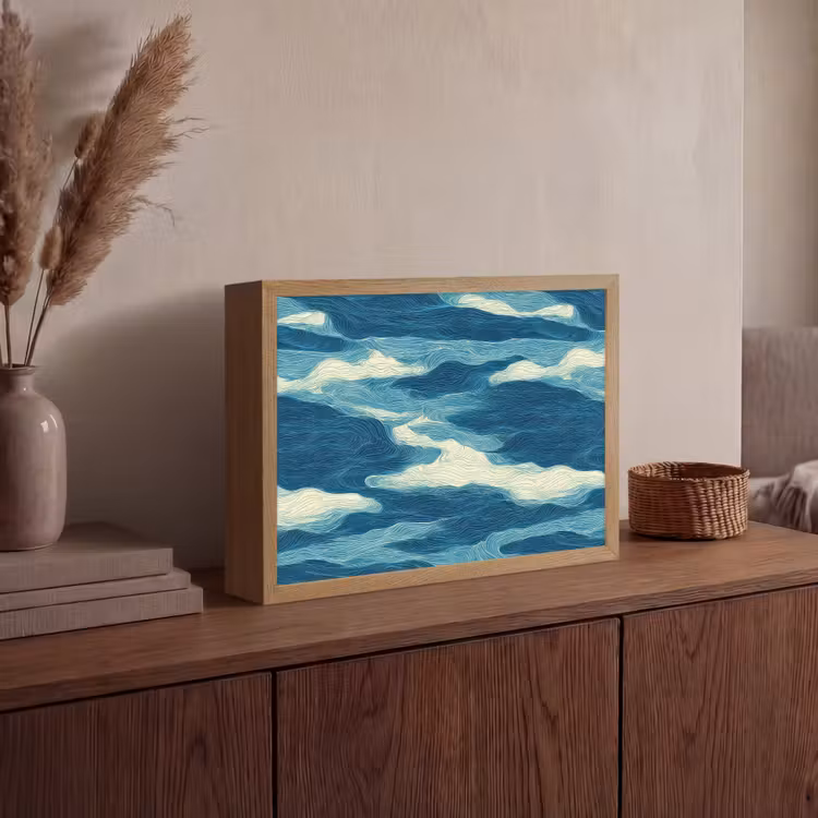 Lightbox - Wandlamp - Golven - Abstract - Patroon - Blauw - Wit — 4