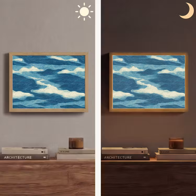 Lightbox - Wandlamp - Golven - Abstract - Patroon - Blauw - Wit — 6