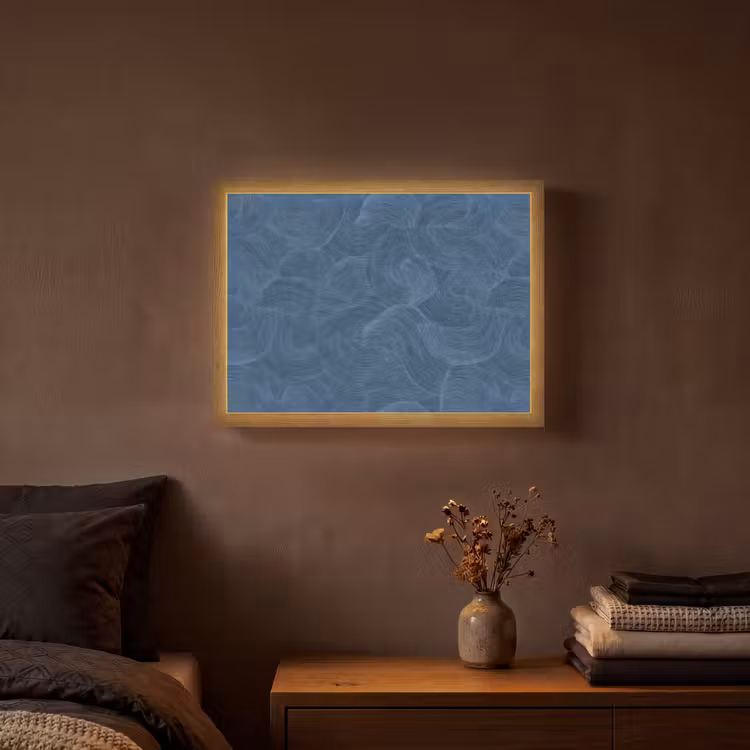 Lightbox - Wandlamp - Golven - Textuur - Patroon - Blauw — 3