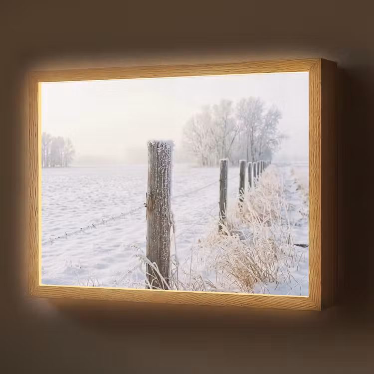 Lightbox - Wandlamp - Hek - Sneeuw - Mist - Platteland - Nostalgisch — 1