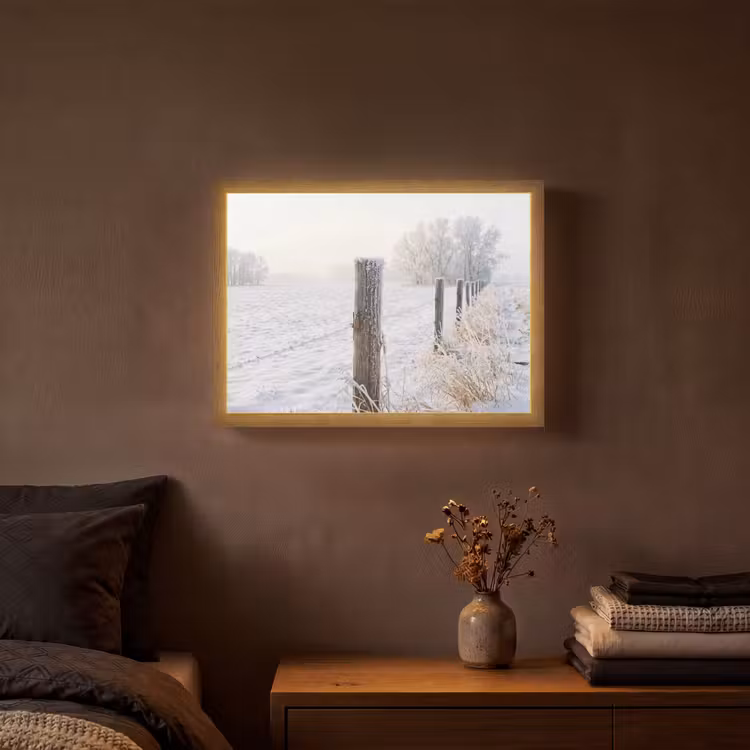 Lightbox - Wandlamp - Hek - Sneeuw - Mist - Platteland - Nostalgisch — 3