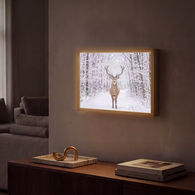 Lightbox - Wandlamp - Hert - Winter - Bos - Natuur - Wit — 2