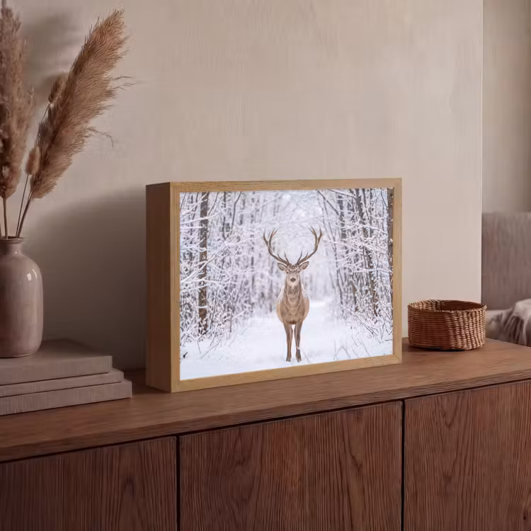 Lightbox - Wandlamp - Hert - Winter - Bos - Natuur - Wit — 4