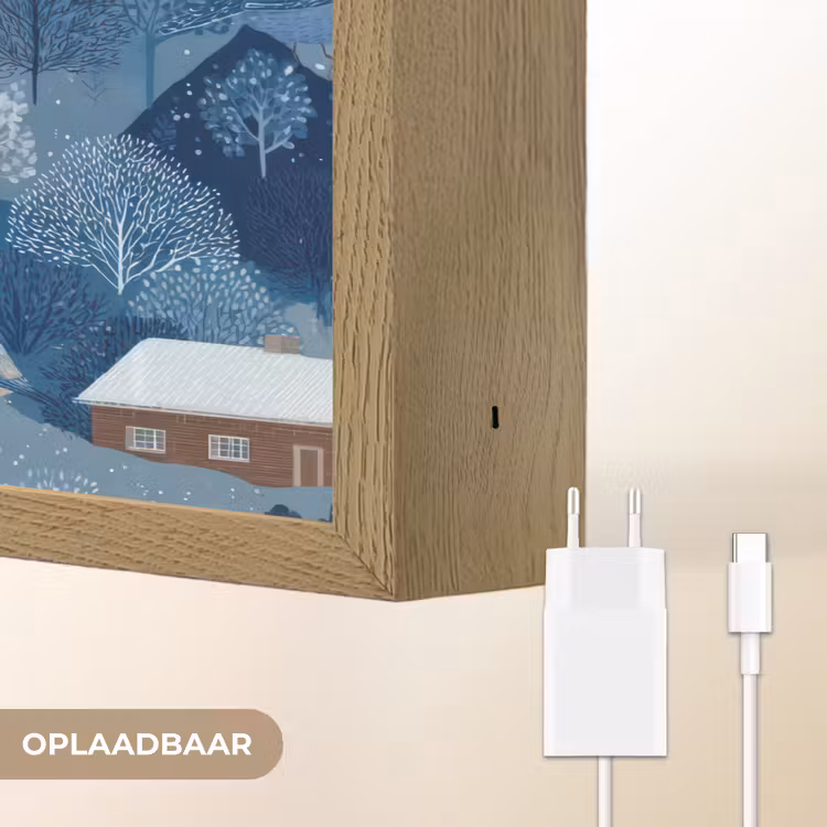 Lightbox - Wandlamp - Huisjes - Vogels - Sneeuw - Winter - Blauw — 7