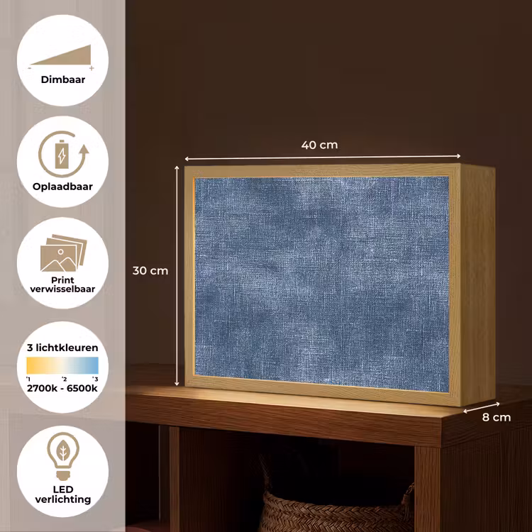 Lightbox - Wandlamp - Linnen - Textuur - Patroon - Denim - Rustiek — 10