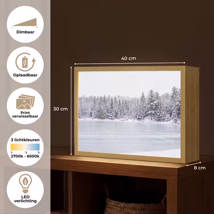 Lightbox - Wandlamp - Meer - Dennen - IJs - Winter - Rustgevend — 10