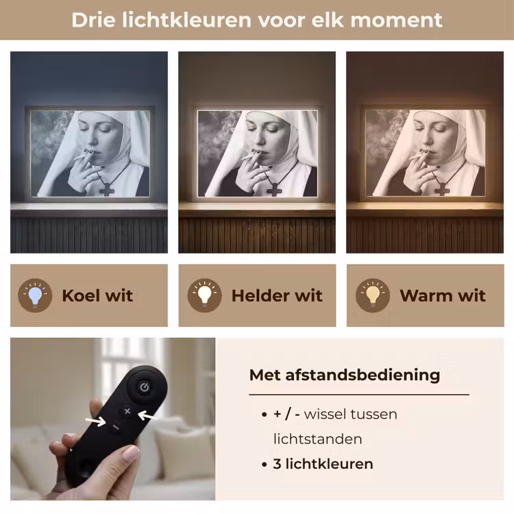 Lightbox - Wandlamp - Non - Roken - Portret - Zwart - Wit - Rebels — 8