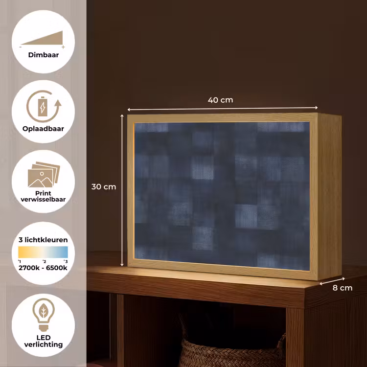 Lightbox - Wandlamp - Patroon - Ruit - Marineblauw — 10