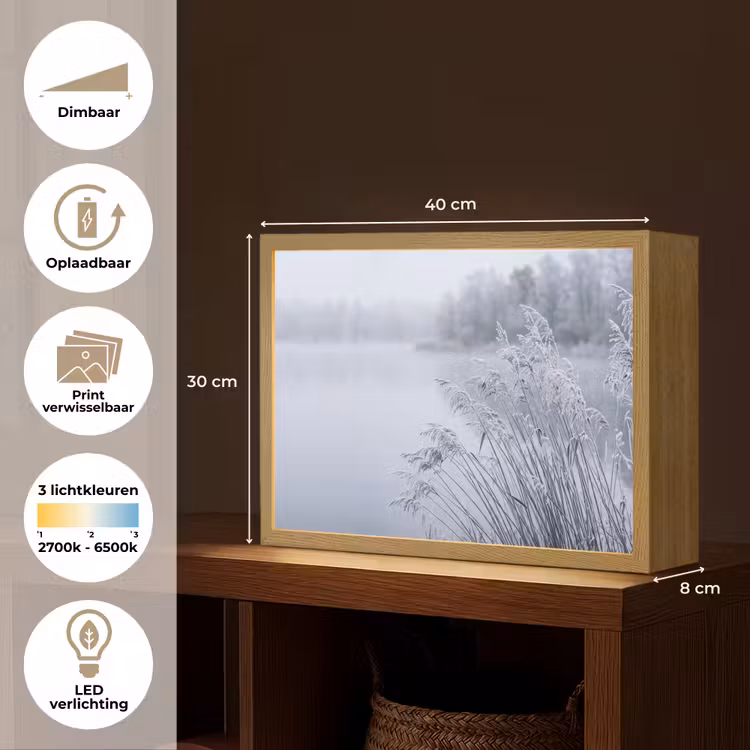 Lightbox - Wandlamp - Riet - Bevroren - Winter - Natuur — 10