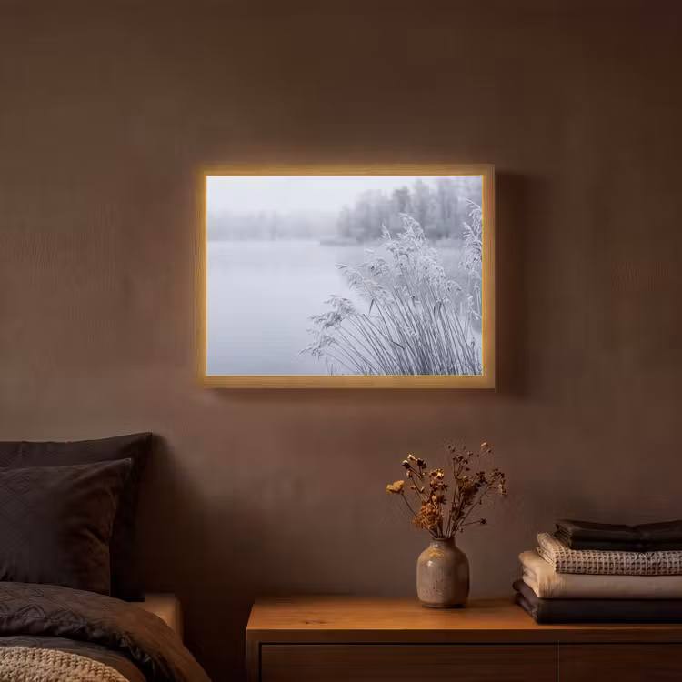Lightbox - Wandlamp - Riet - Bevroren - Winter - Natuur — 3