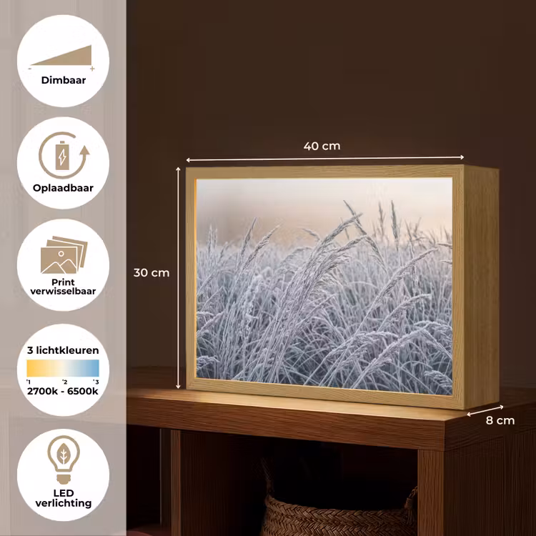 Lightbox - Wandlamp - Rijp - Gras - Kristallen - Winter - Minimalistisch — 10