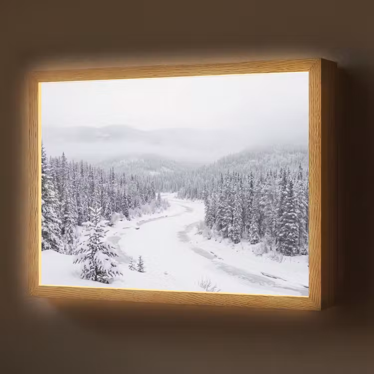Lightbox - Wandlamp - Rivier - Bevroren - Landschap - Winter — 1