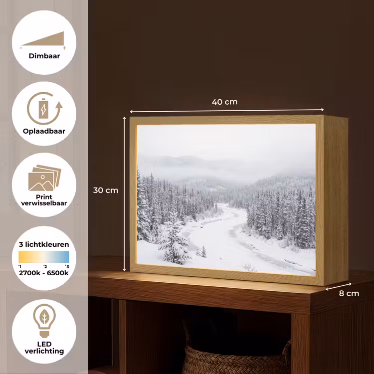 Lightbox - Wandlamp - Rivier - Bevroren - Landschap - Winter — 10