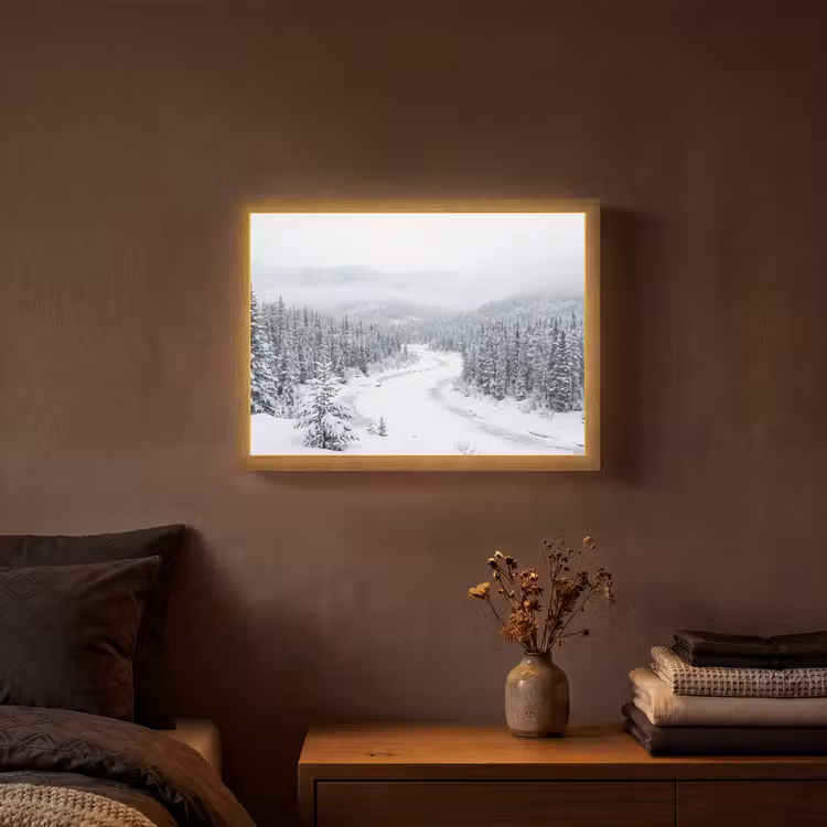 Lightbox - Wandlamp - Rivier - Bevroren - Landschap - Winter — 3