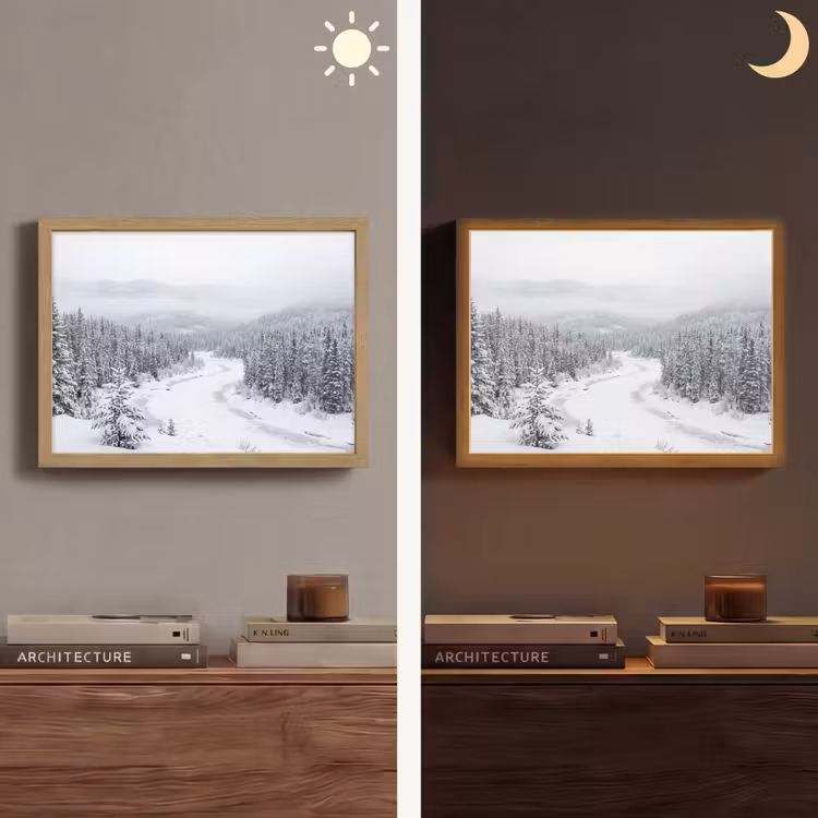 Lightbox - Wandlamp - Rivier - Bevroren - Landschap - Winter — 6
